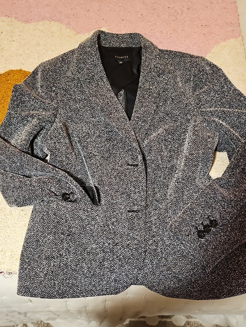 Talbots Black and White Herringbone Blazer